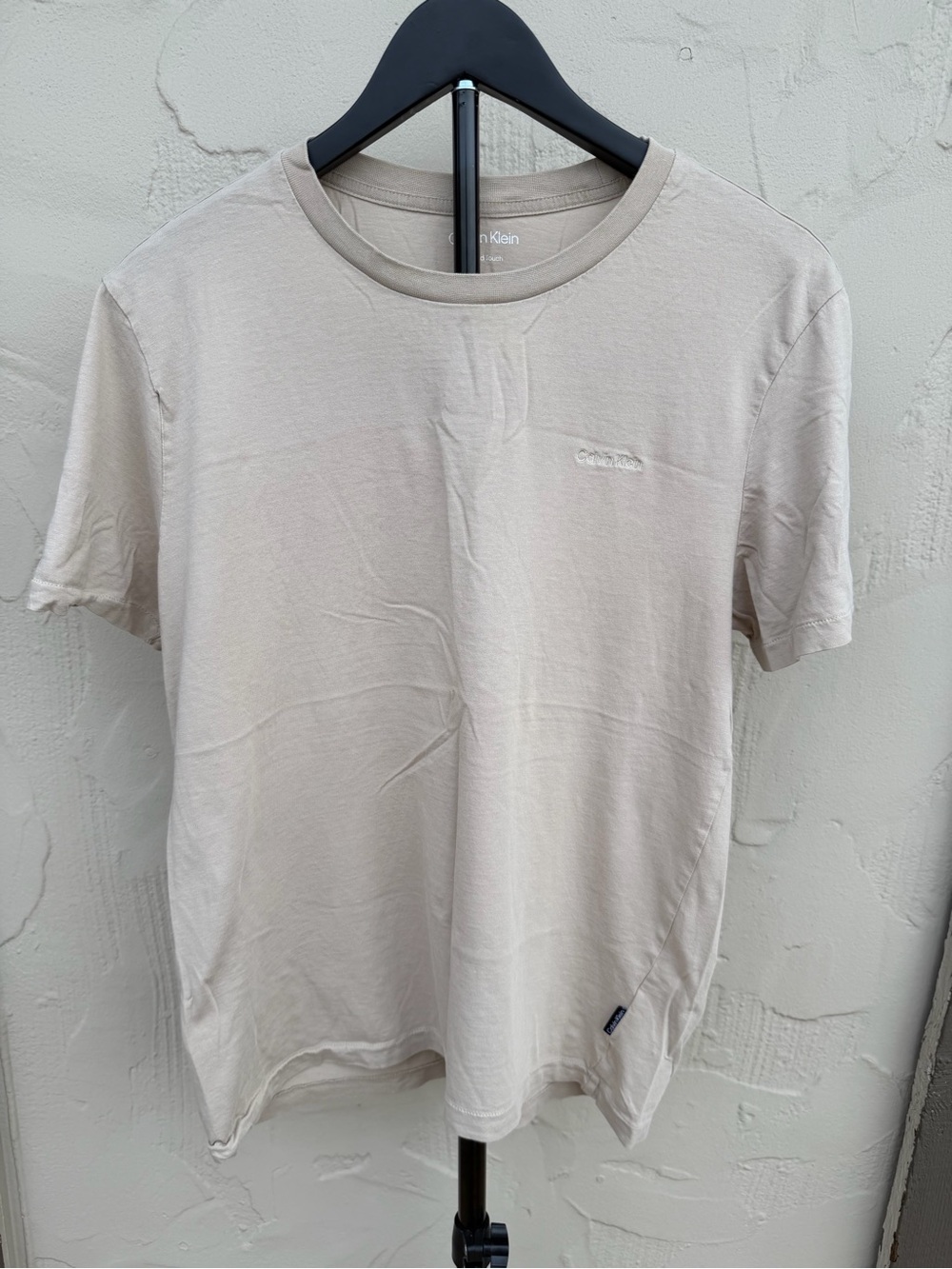Calvin Klein Short-Sleeve Crewneck Tee in Light Taupe